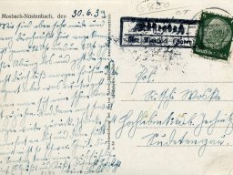 Postkarte 1939 Rückseite